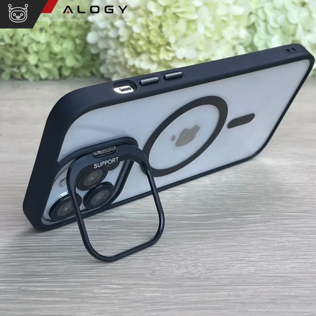 Hybridní ochranný kryt pro Apple iPhone 16 Pro Max Alogy KickStand Hybrid Case se stojánkem MagSafe, černý