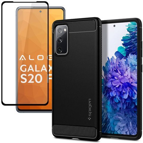 Pouzdro Spigen Rugged Armor pro Samsung Galaxy S20 FE Matte Black Glass Alogy Full