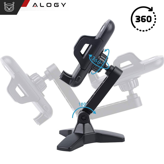Stojan na telefon Stolní stojan Nastavitelný 360 stolní stativ 4-7" Alogy Black