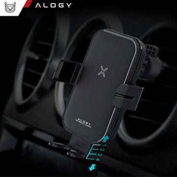 Alogy Fast Charging držák do auta s 15W indukční Qi nabíječkou automatická pro auto na síti rychlé nabíjení černý