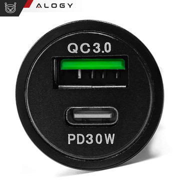 48W USB QC 3.0 Car Charger 18W USB-C C PD 30W Fast Powerful for Alogy Car Phone Matte Black