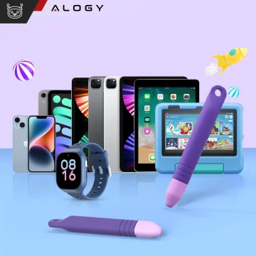 2x Stylus Kapacitní dotykové pero pro telefon Tablet Alogy Stylus Pen pro děti 10 cm fialové