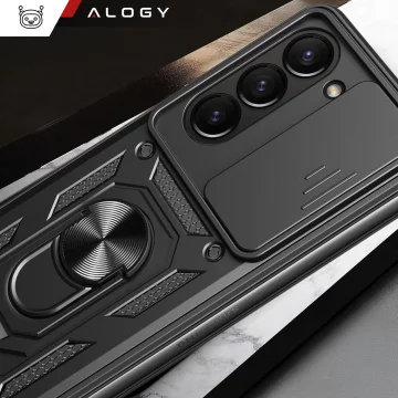 Case for Samsung Galaxy Z Fold 6 armored Slide Case Ring camera protection housing Camshield Alogy black