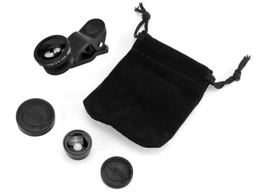 Zestaw 3 obiektywów soczewek do telefonu macro fish eye wide czarne