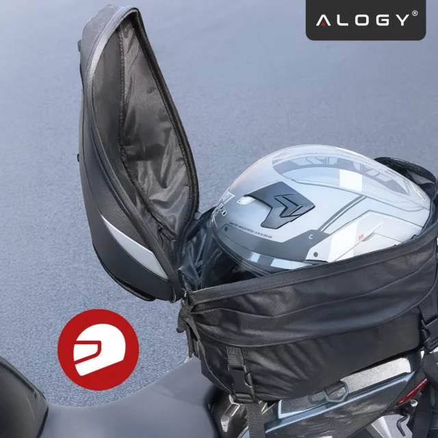 Voděodolný motocyklový batoh 40l – 5 v 1 – horní kufr, brašna na sedlo, brašna na kufr, brašna na helmu, s krytem, ​​nylon, městská brašna na motocykl – Alogy RoadMaster™ černá
