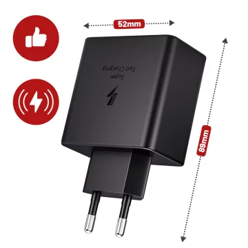 USB-C Type-C PD Premium Fast 45W 3A Wall Charger Type-C 1M Alogy Black