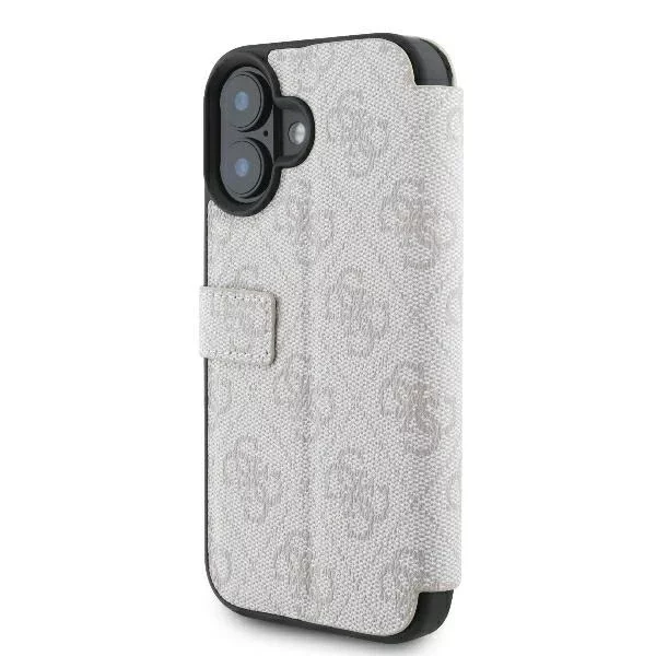 Guess 4G Metal Logo Book Case iPhone 16 6,1″ – Pink z funkcją podstawki