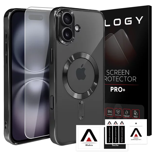 MagSafe Case for Apple iPhone 16 Plus Alogy Glamour Luxury Ring Case Black and Clear