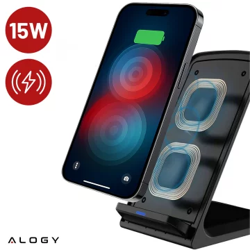 Alogy Qi Stand Charger induction wireless charger for phone stand charging station 15W Black