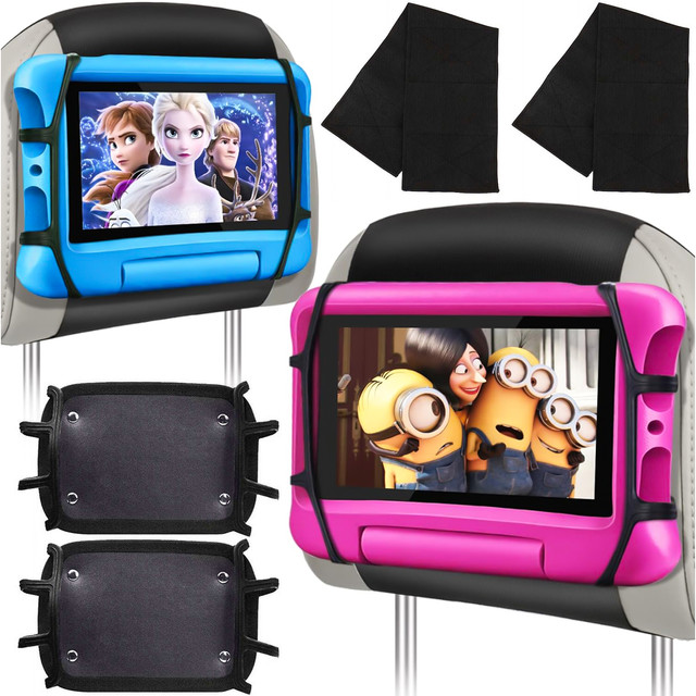 2x Držák na opěrku hlavy do auta pevný suchý zip pro čtečku tabletu Alogy Car flexibilní černý