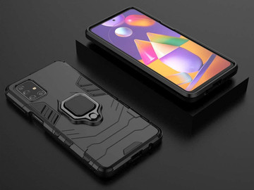 Alogy Stand Ring Armor Case für Samsung Galaxy M31s Schwarz