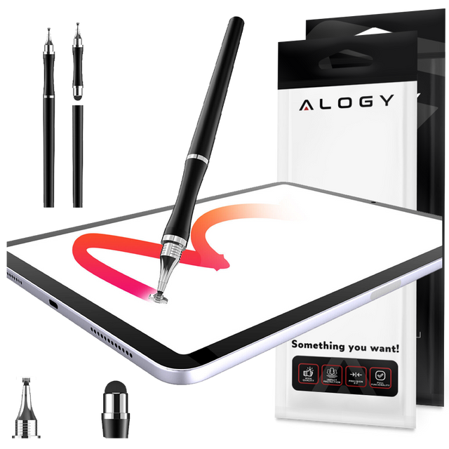 Alogy 2-in-1 Eingabestift kapazitiver Touch für Tablet-Bildschirm Schwarz