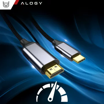 USB-C-zu-HDMI-Kabel Alogy HUB-Adapter 4K 60 Hz 200 cm 2 m Schwarz