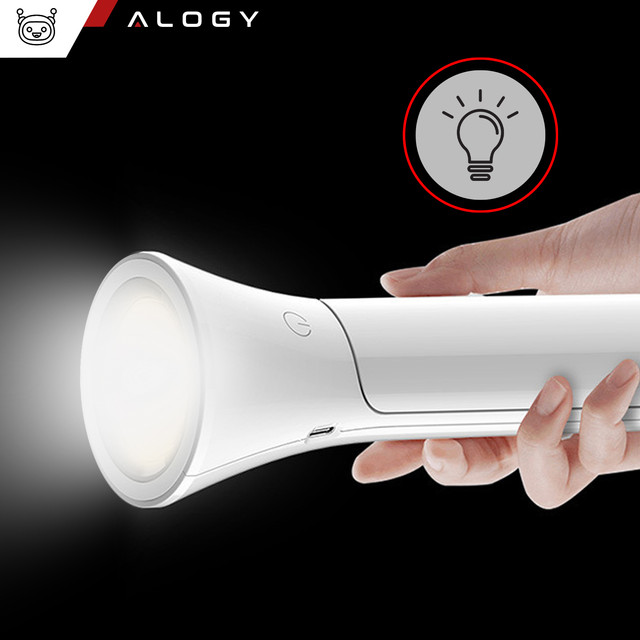 2in1 LED Desk Night Lamp Flashlight Wireless Touch Lamp 3 Modes Light Adjustment Alogy White