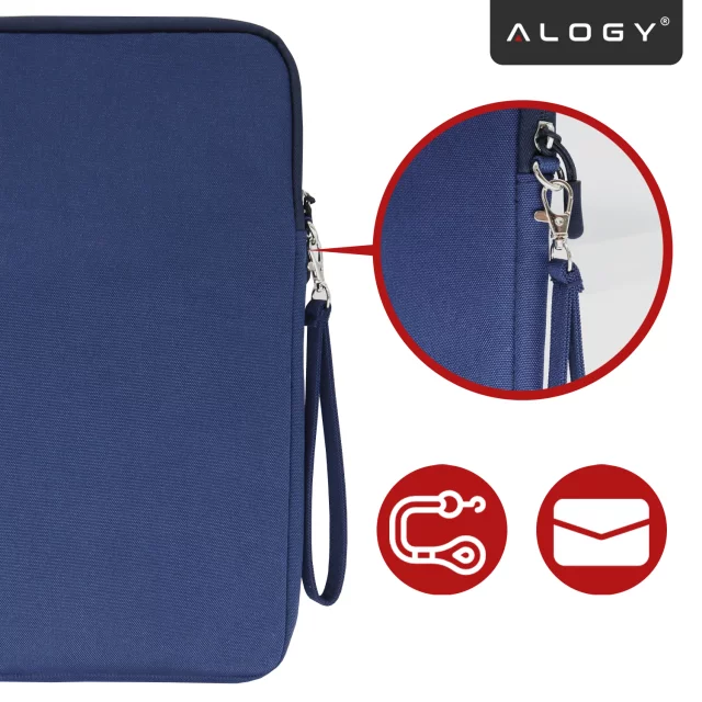 Torba Wsuwka Uniwersalna na tablet laptop 12–13" z Smyczką i Kieszonką, Ochronna, Wodoodporna, Miękkie Wnętrze Alogy SleeveBag™ – Etui do MacBook, iPad, Samsung, Lenovo, Xiaomi, Granatowy