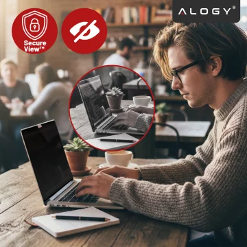Magnetyczna folia prywatyzująca do MacBook Air 13.6" 2022–2025 – ochrona prywatności, łatwy montaż, pokrowiec do przechowywania, redukcja odblasków – Alogy SecureView™