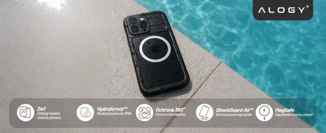 Alogy HydroArmor™ IP68 wasserdichte Hülle mit transparenter Rückseite, 360-Panzerabdeckung für MagSafe für Apple iPhone 16 Pro Max