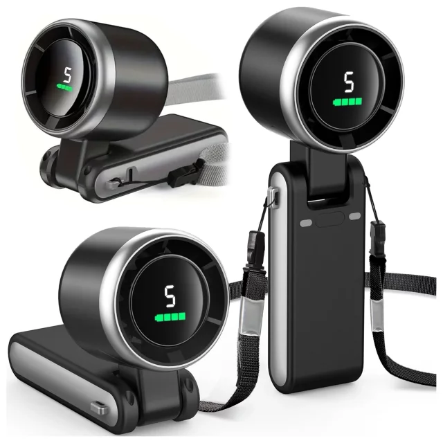 Schreibtischventilator, Standventilator, kleiner Umwälzventilator mit Clip, kabelloser Handventilator, 500 mAh, USB-C, Alogy White