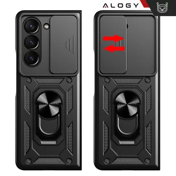 Pouzdro pro Samsung Galaxy Z Fold 6, obrněné, slide, kroužek, ochranné pouzdro pro kameru, Camshield Alogy, černé