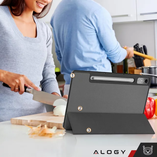Ochranné pouzdro pro tablet Lenovo Tab P12 12.7 TB-370, pouzdro Alogy Book Cover, šedé