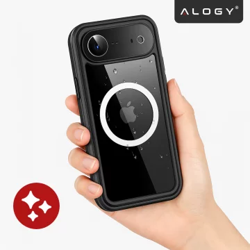 Kryt Alogy HydroArmor™ IP68 pro Apple iPhone 17 Air 6,6", 360° pancéřovaný kryt s průhlednou zadní stranou, kompatibilní s MagSafe, černý