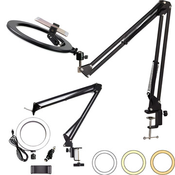 Alogy LED ring light 10 inch photographic Ring for makeup stand for desk top Black