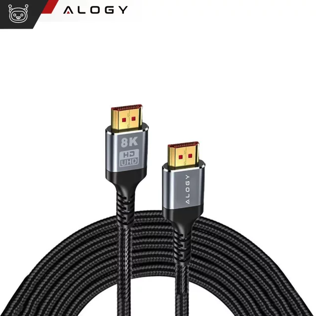 2x Kabel HDMI 2.1 Alogy 5m 4K 8K PREMIUM MIEDŹ ULTRA High Speed 60Hz 48GBps Czarny