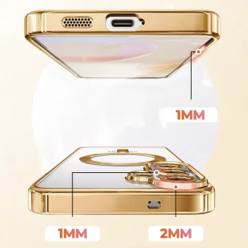 Pouzdro MagSafe pro Apple iPhone 16 Pro Max Alogy Glamour Pouzdro luxusního prstenu zlaté-průhledné