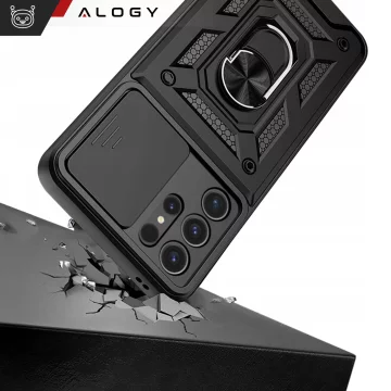 Case for Apple iPhone 16 armored Slide Case Ring camera protection housing Camshield Alogy black