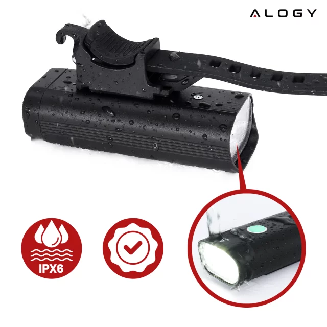 Světlo na kolo Přední LED světlo na kolo Osvětlení na kolo Vodotěsné IPX5 Alogy P12 Bike Light Black