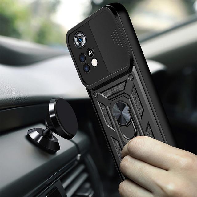 Alogy Camshield Standring Gepanzerte Kameraabdeckung für Poco M4 Pro 4G / LTE Schwarz