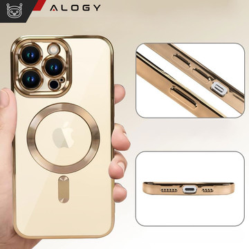 MagSafe Case for Apple iPhone 14 Pro Alogy Glamor Luxury Ring Housing Gold Clear Glass