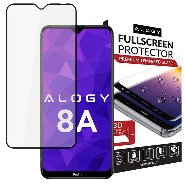 Glass Alogy Full Glue Hülle freundlich für Xiaomi Redmi 8A Black