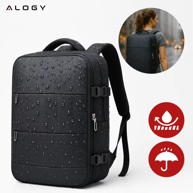 Pánský dámský cestovní batoh na notebook do kufru Zavazadla do letadla Práce do školy 45x30x20cm Alogy Unisex Černá