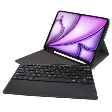 Schützende Tastaturhülle Alogy Tastaturhülle mit Platz für eine kabellose Stylus-Tastatur für Apple iPad Air 13" aus schwarzem Glas