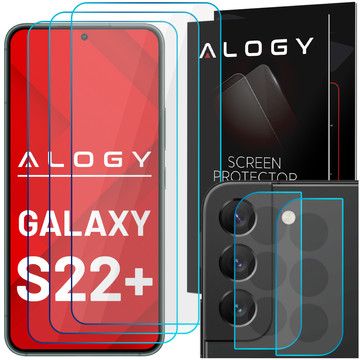 3x 9H Tempered Glass Screen 2x Camera Lens Alogy Glass Pack for Galaxy S22 Plus