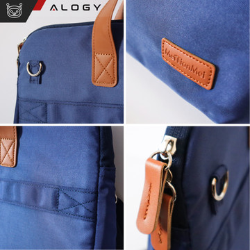 Men's and women's shoulder briefcase bag for laptop tablet 15.6 inch fabric travel cover Alogy Navy Blue