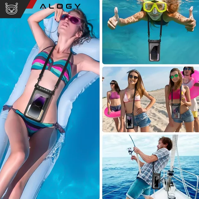 2x vodotěsné IPX8 vodotěsné pouzdro pro 6,7" telefon Double Case Alogy Waterproof Black