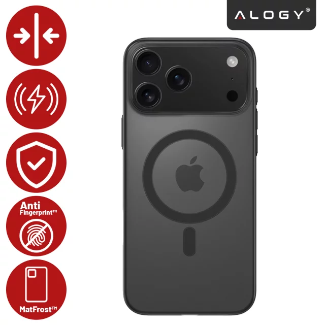 Pouzdro Apple iPhone 17 Pro Max – matný kryt MagSafe s ochranou čočky, tenký a odolný proti poškrábání, perfektně padne – Alogy Skinny MatteCase™ černý