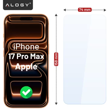 2x Szkło Hartowane Ochronne 9H do Apple iPhone 17 Pro Max, Wzmocnione i Odporne na Zarysowania, Łatwy Montaż Bez Bąbelków, Alogy Heavy Pro+™ – Przezroczyste