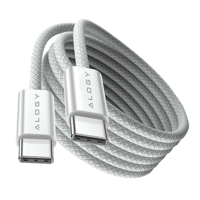 Kabel USB-C typu C Silný rychlý 60W PD 1M pro iPhone 15/Pro/Max iPad MacBook Alogy nylonový kabel bílý