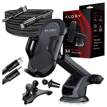 Alogy 3in1 Car Phone Holder for Car Windshield Grille Cockpit Black