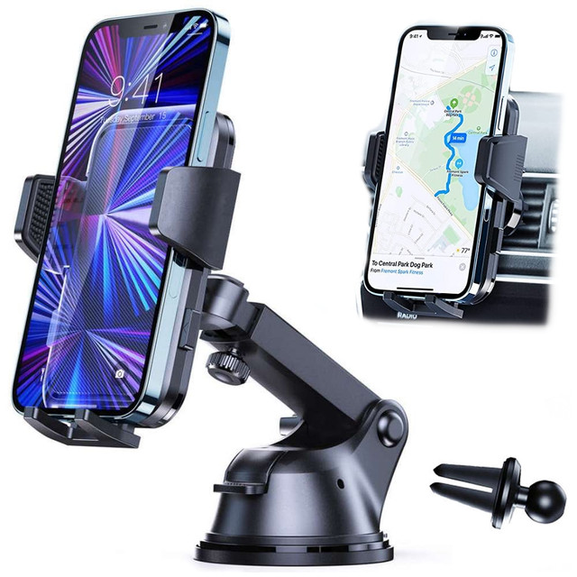 Držák telefonu do auta 2v1 Alogy na čelní sklo k mřížce palubní desky Black