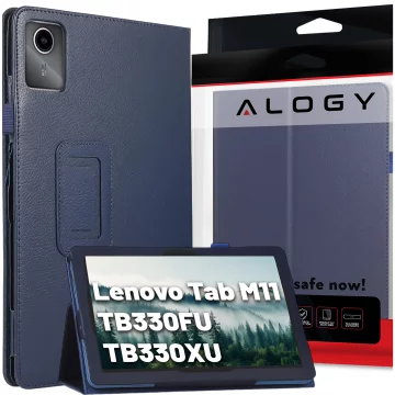 Skleněné pouzdro pro Lenovo Tab M11 10,95" TB330FU/TB330XU/TB331FC Kryt stojanu s flipem pro tablet Pouzdro Alogy Navy Blue Stylus Zdarma