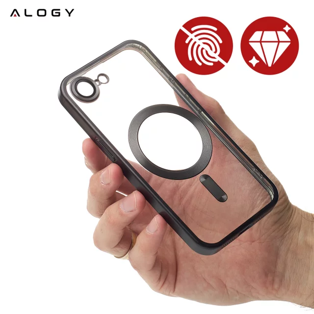 Pouzdro Alogy LuxeShield™️ Glamour Luxury Ring MagSafe s krytem fotoaparátu pro Apple iPhone 16e, černé