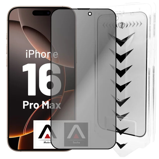 Tvrzené sklo Privacy pro Apple iPhone 16 Pro Max 9H Alogy Privacy EasyShield™️ s montážním rámečkem