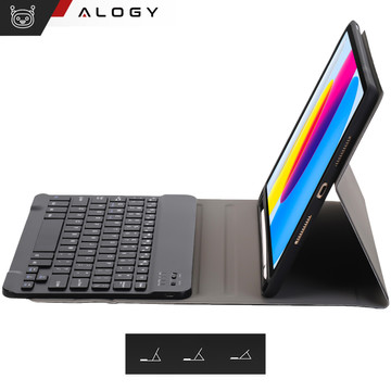 Protective Case with Wireless Keyboard Alogy Keyboard Case with Stylus Holder for Apple iPad 10.9 2022 Black Glass