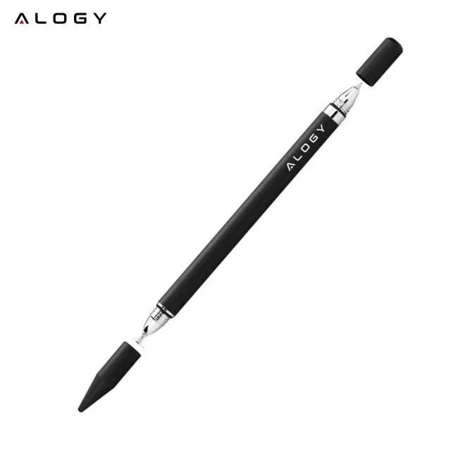 Kapacitní dotykový stylus Alogy 2 v 1 pro obrazovku telefonu a tabletu s perem Černá