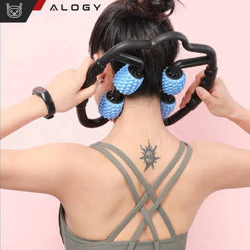 Körpermassagegerät Anti-Cellulite Manueller Muskelroller Alogy 4x Massageroller Universalroller Schwarz und Blau