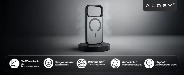 Pouzdro pro Apple iPhone 16 Pro Max Alogy MagSafe Hybrid Matte Case Matte Cover with Lens Protection Black